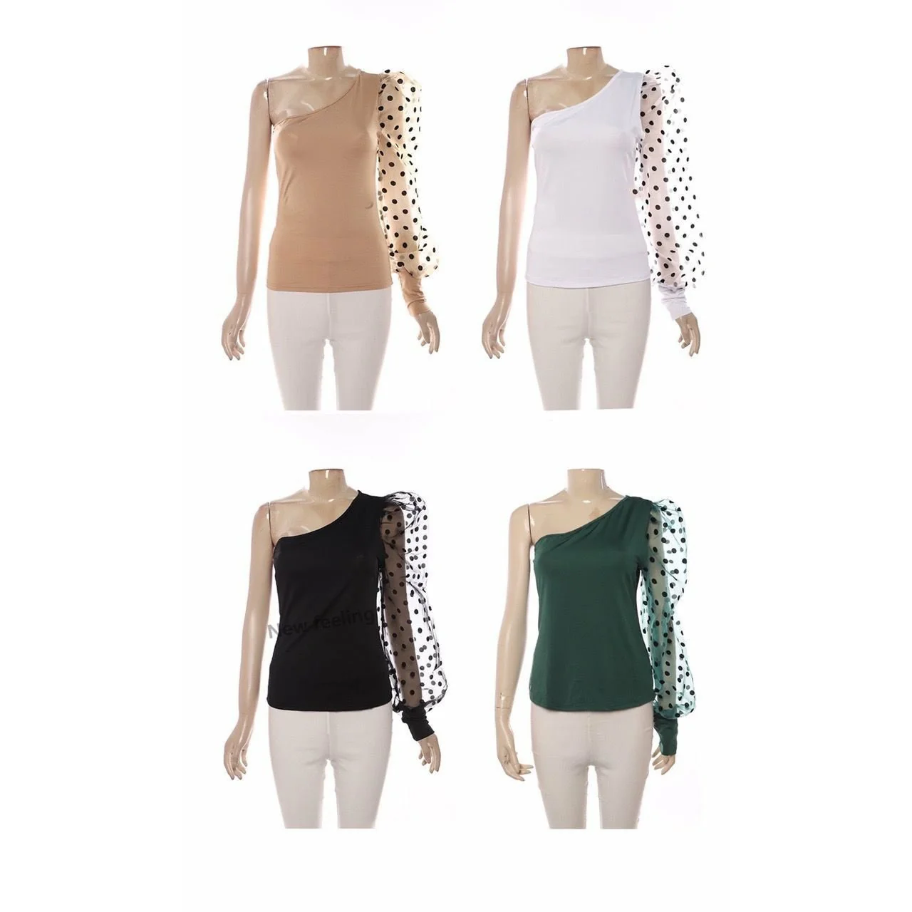 Polka Dot One Shoulder Top - Image 2