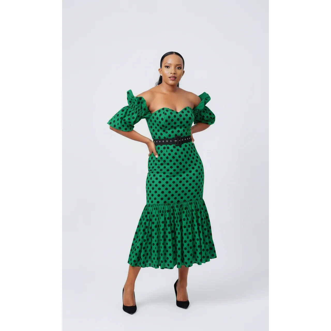Polka Dots Off Shoulder Dress - Image 2