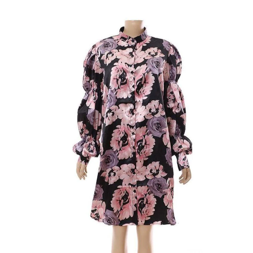 Print Button Through Dress.