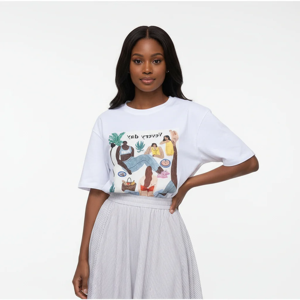 Print Round Neck  T-shirts