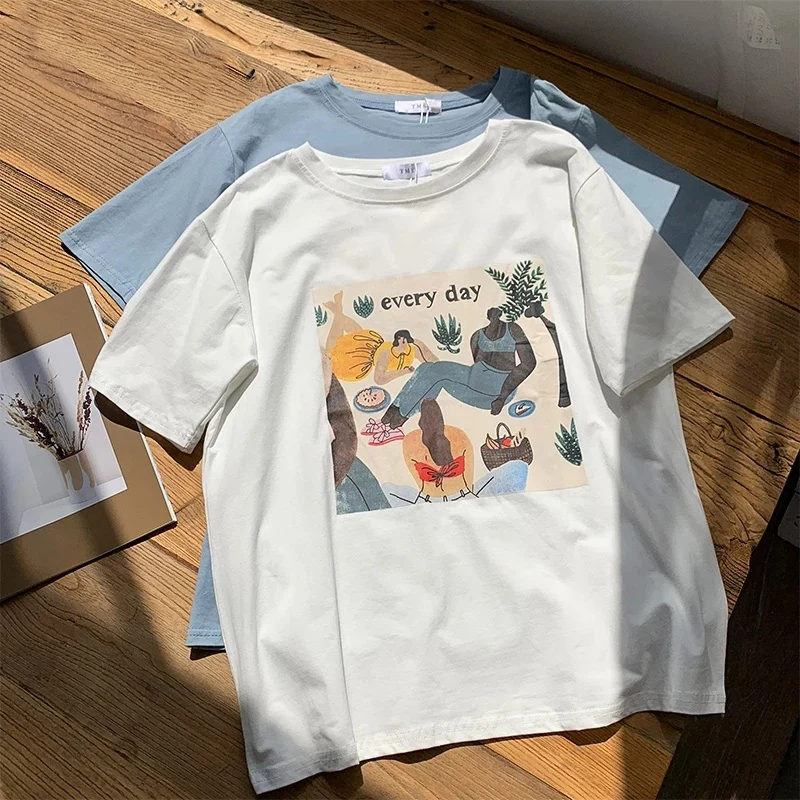 Print Round Neck  T-shirts - Image 2