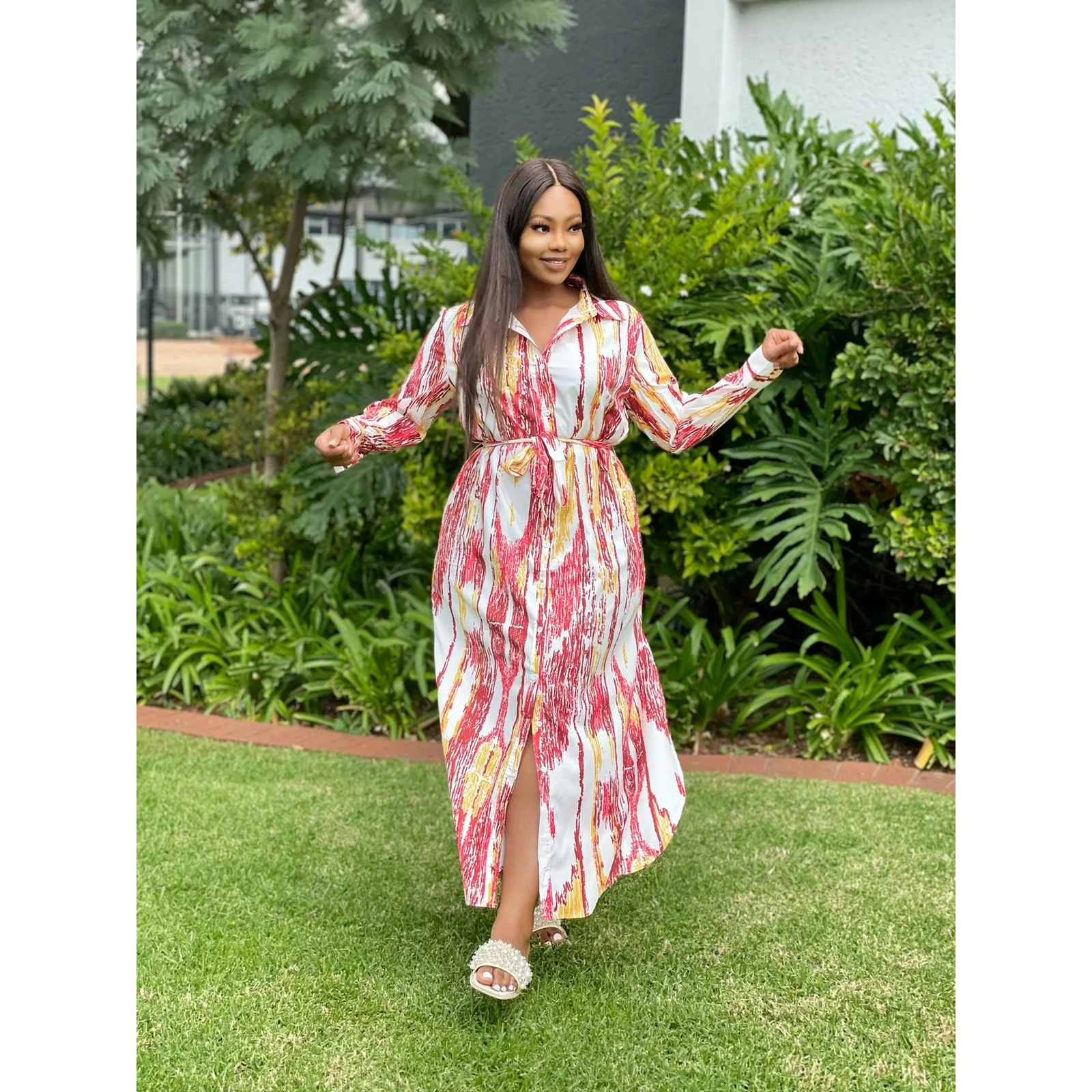 Print Summer Shirt Dress - Image 6