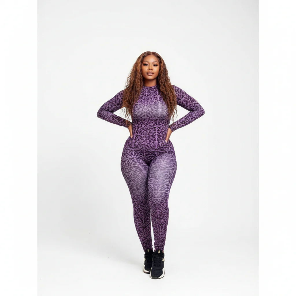 Print Zipper Bodyglove Jumpsuit 