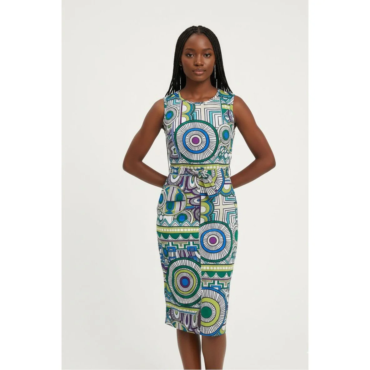 Printed Color-Block Rib Cami Midi Dress - Image 2