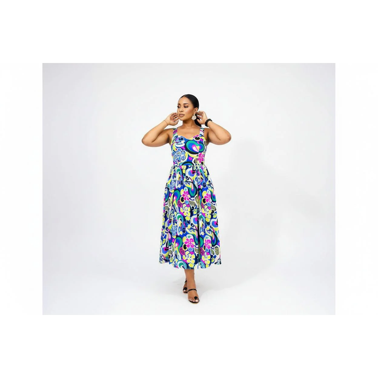 Printed Duchess Satin Maxi Dress