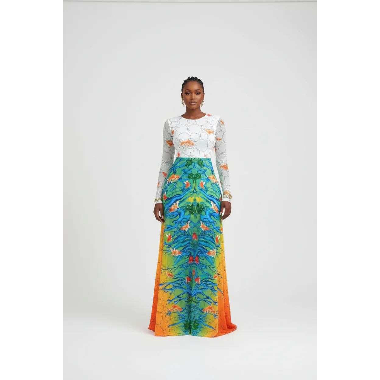 Printed Long Sleeve Bodycon Maxi Dress - Image 2