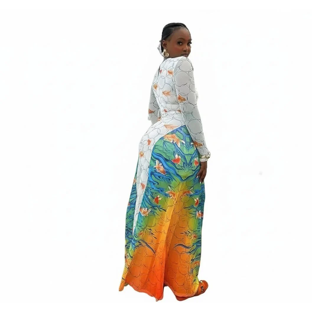 Printed Long Sleeve Bodycon Maxi Dress - Image 4