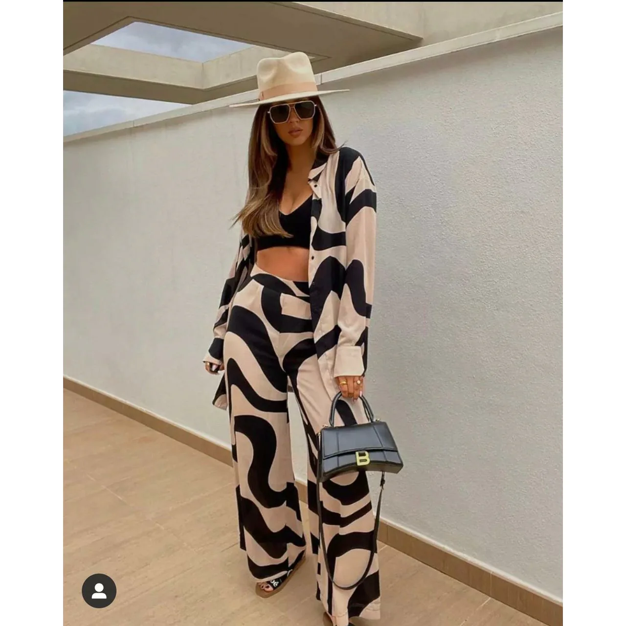 Printed Loose Shirts & Pants Two-Piece Set
