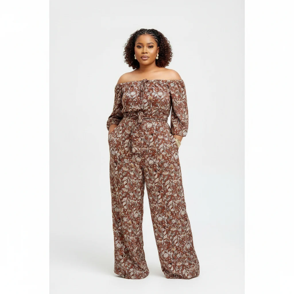 Printed Off Shoulder Jumpsuit - Image 2