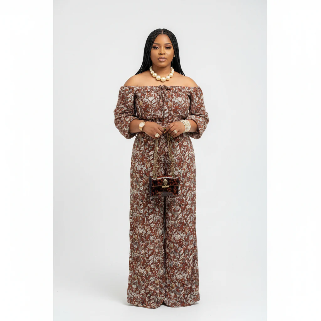 Printed Off Shoulder Jumpsuit - Image 3