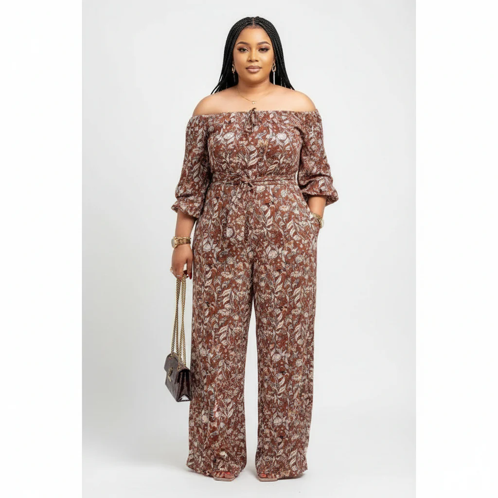 Printed Off Shoulder Jumpsuit - Image 4