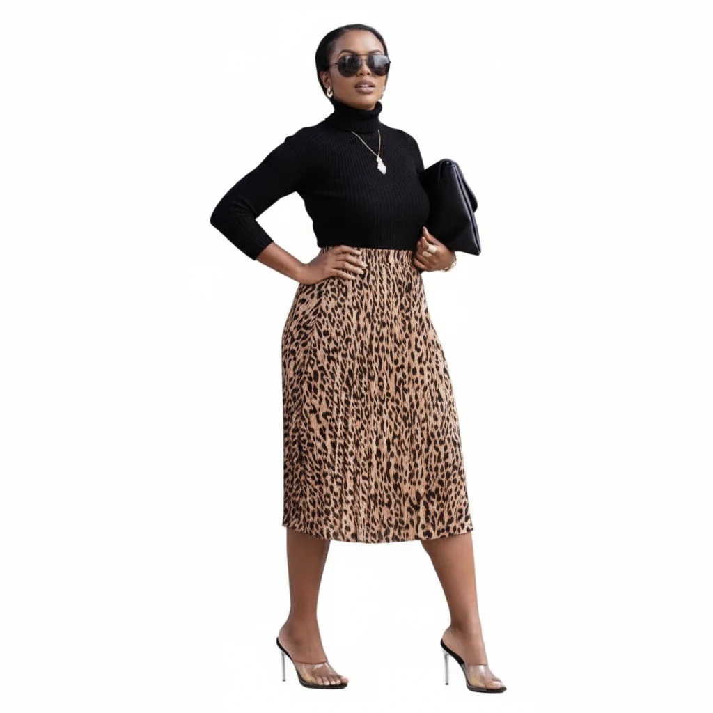 Printed Vintage Pleated Skirt. - Image 2