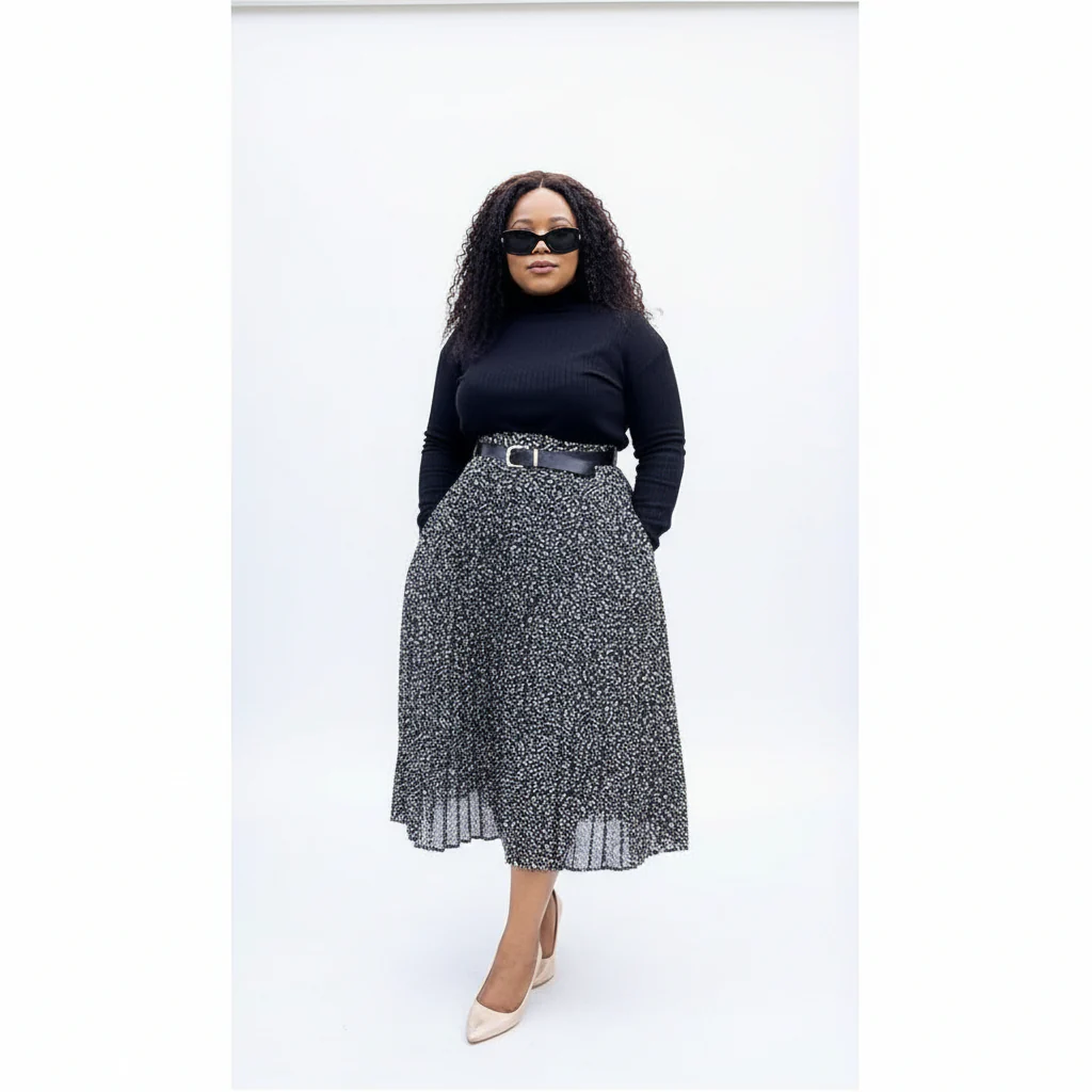 Printed Vintage Pleated Skirt - Image 2