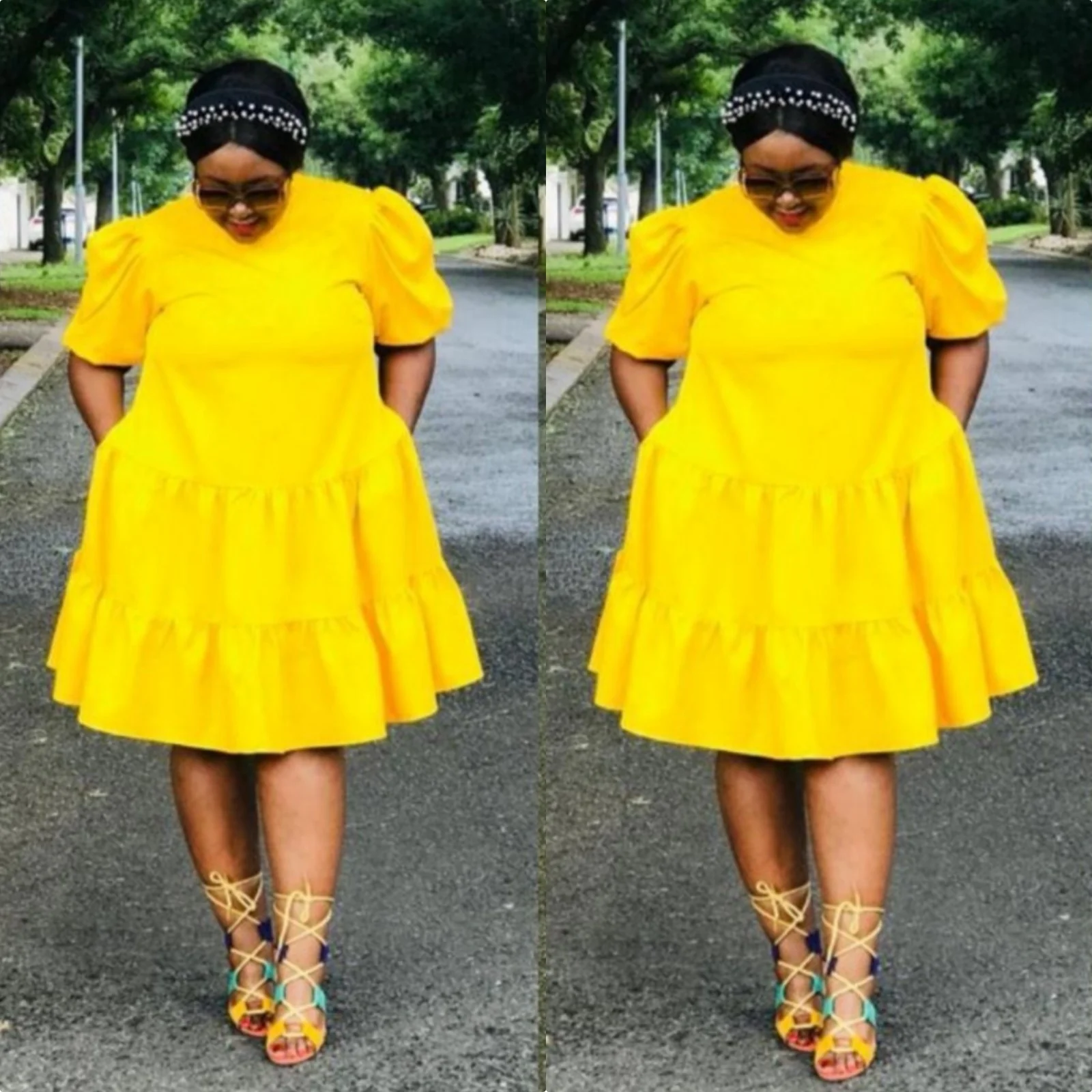 Puff Short Sleeve Bubble Dress - Image 2