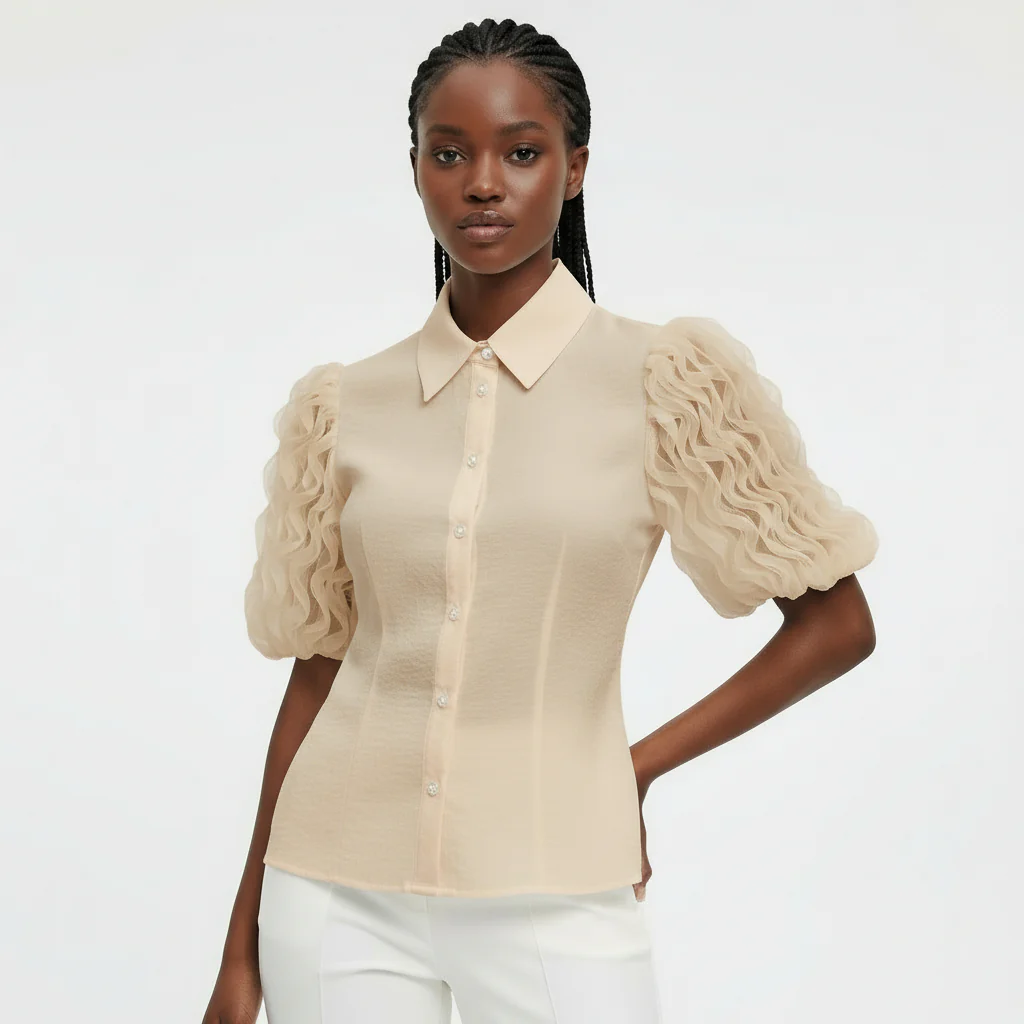 Floral lace Button-down Shirt Blouse