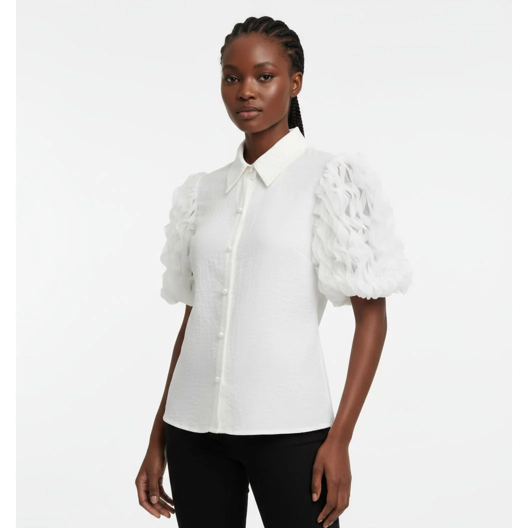 Floral lace Button-down Shirt Blouse - Image 2