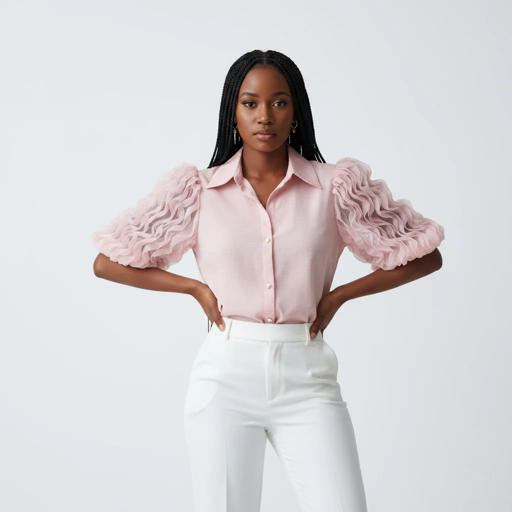 Floral lace Button-down Shirt Blouse - Image 4