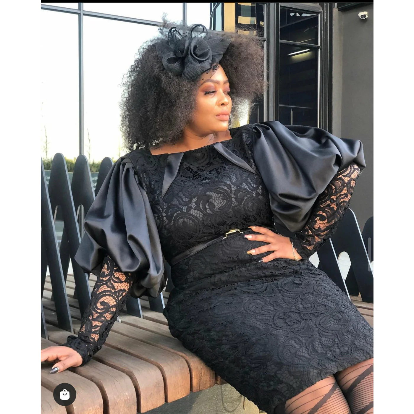 Puff Sleeve Lace Dress - Image 2
