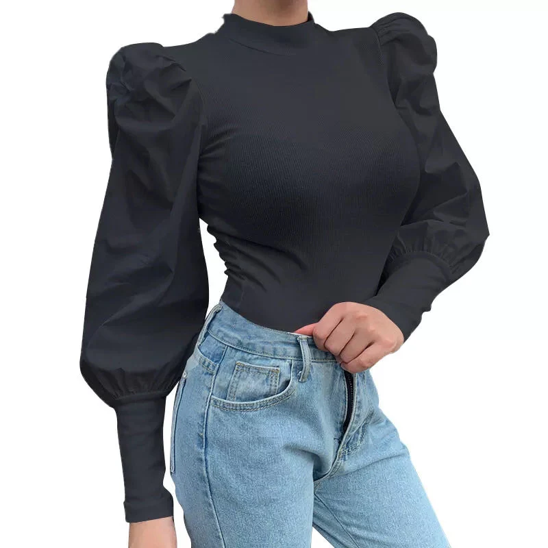 Puff Sleeve Round Neck Top - Image 3