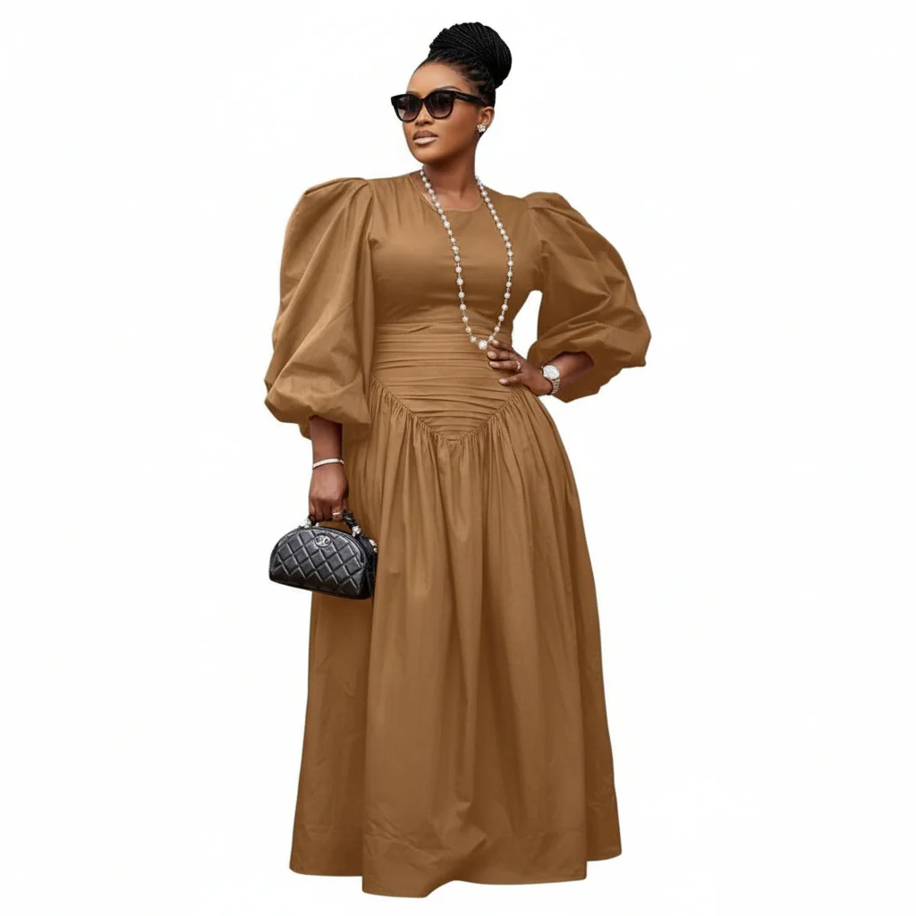 Puffy Buff Long Sleeves Maxi Dress - Image 3