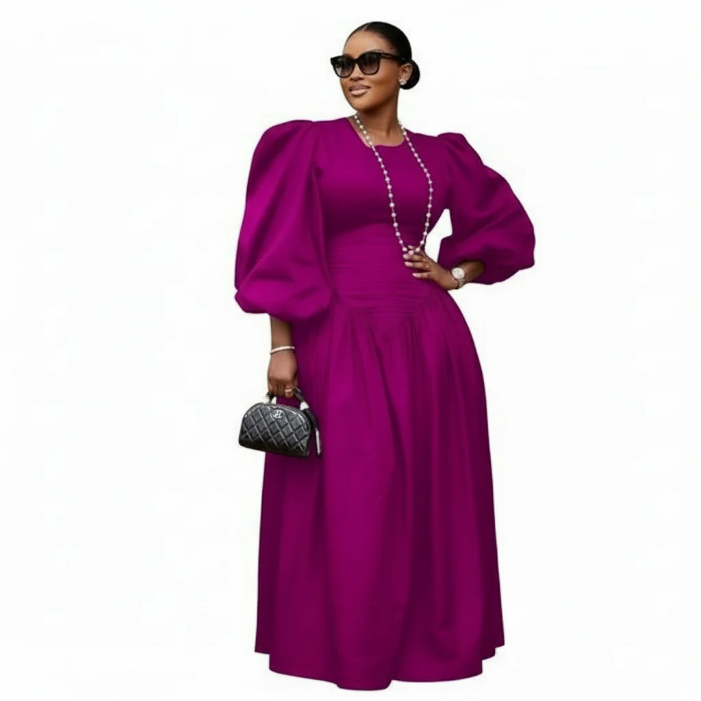 Puffy Buff Long Sleeves Maxi Dress - Image 4