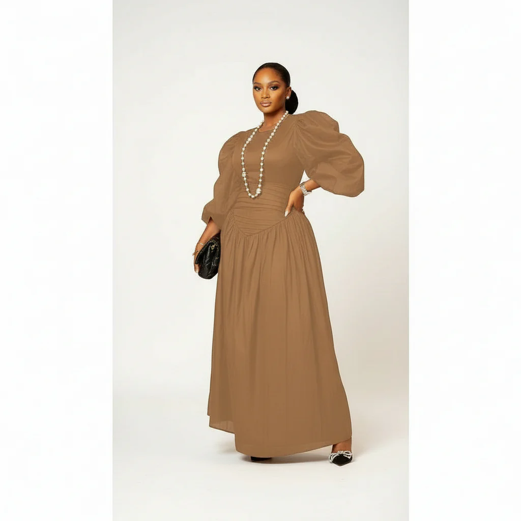 Puffy Buff Long Sleeves Maxi Dress - Image 3