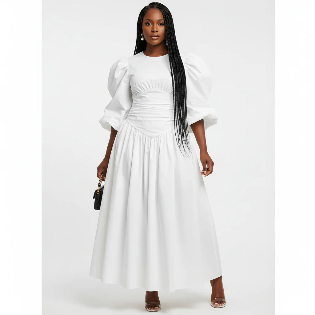 Puffy Buff Long Sleeves Maxi Dress - Image 4