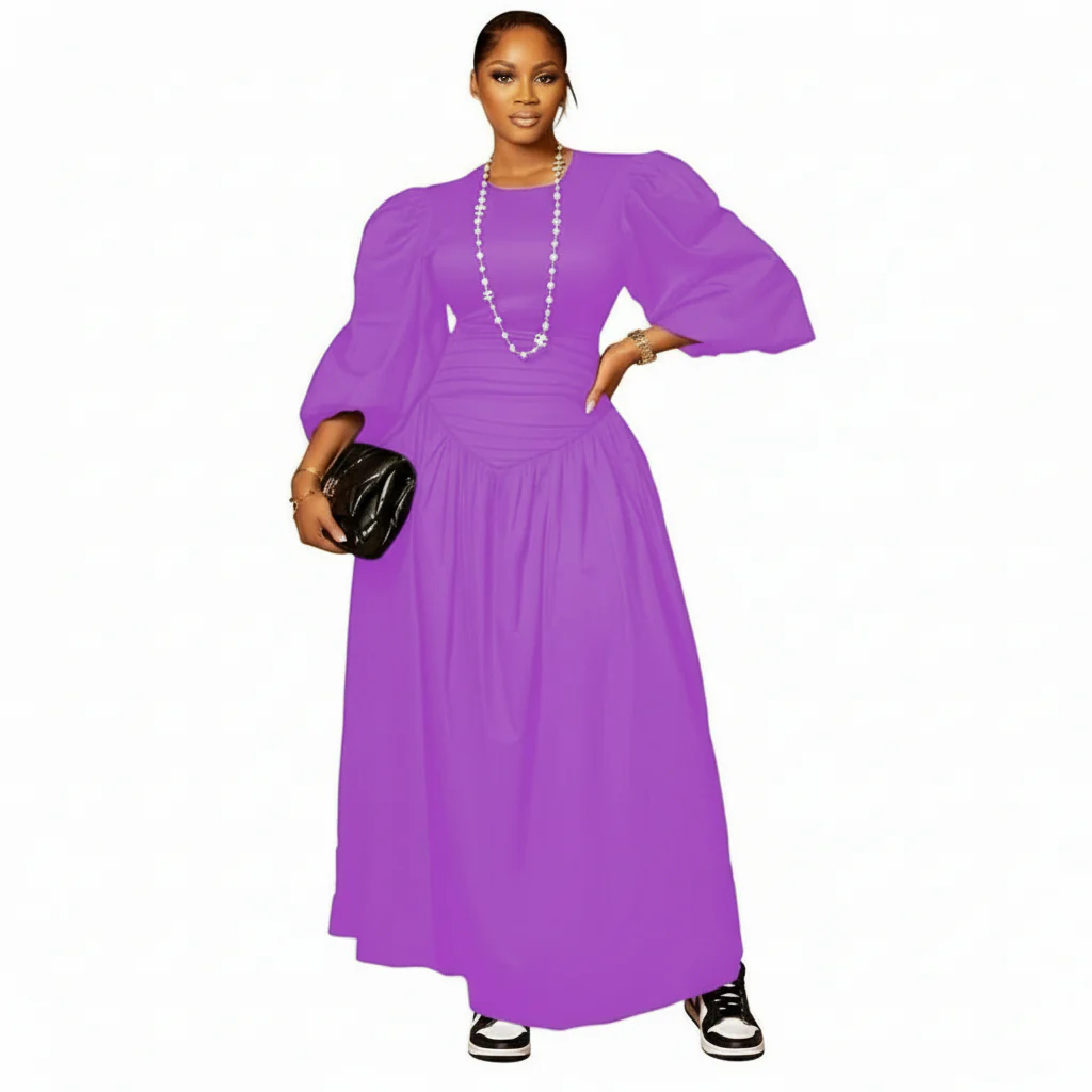 Puffy Buff Long Sleeves Maxi Dress - Image 5