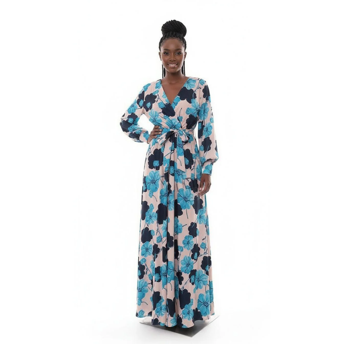 Floral V-Neck Flower Printed Dress - Image 3