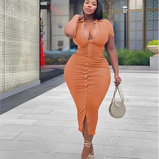 Buttoned Short Sleeve Dress - Image 2