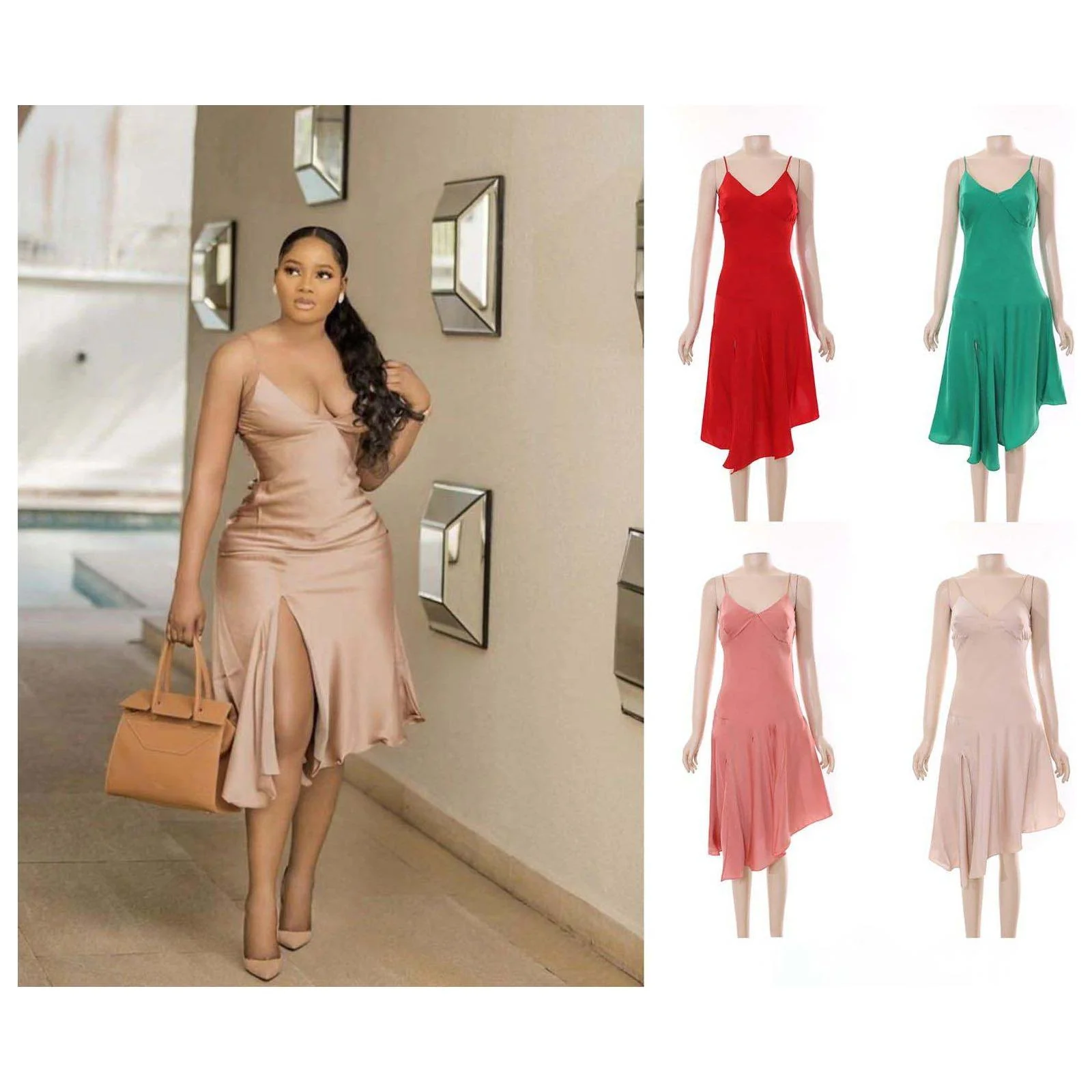 Sleeveless Split Solid Color Dress - Image 2