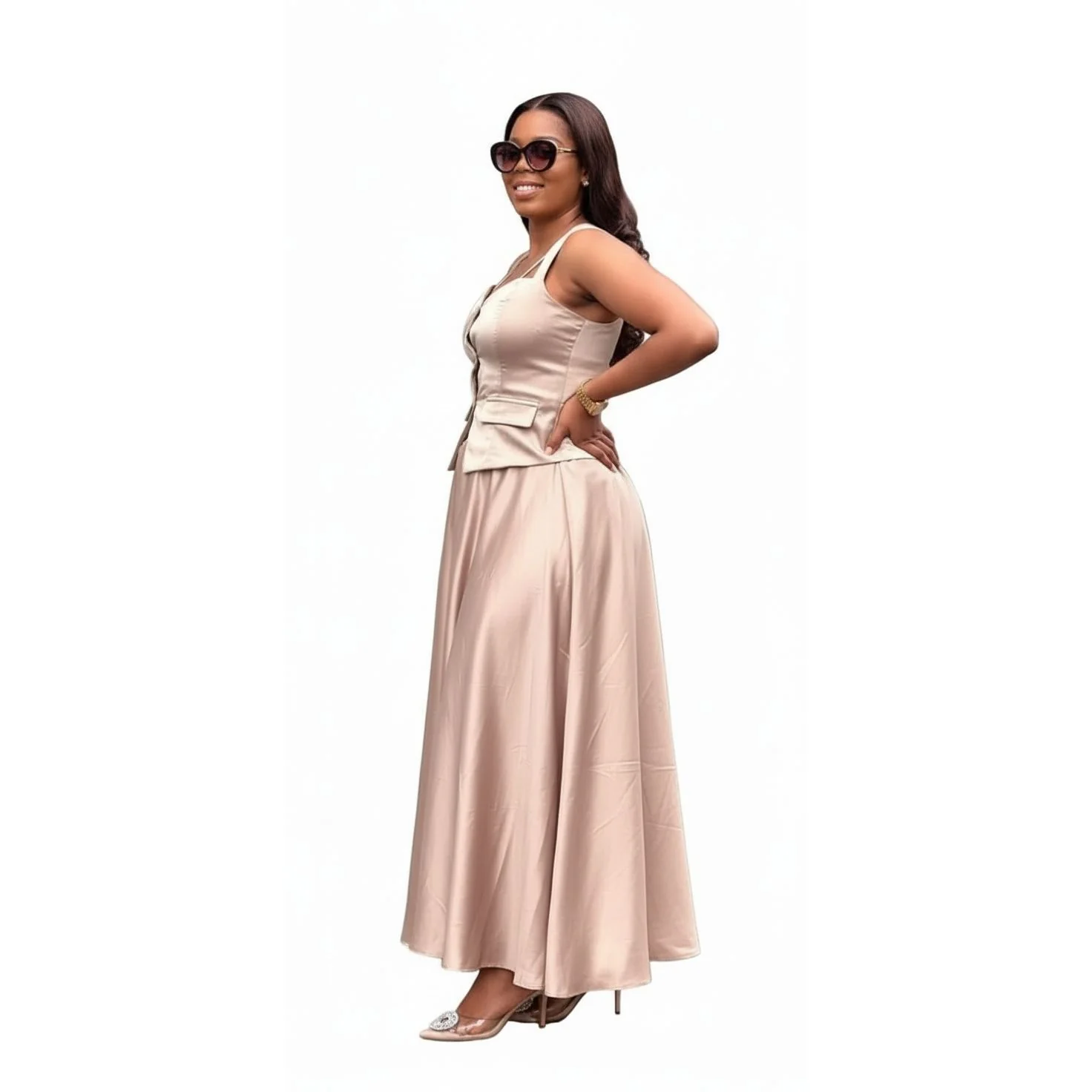 Queen Worth Satin Corset Maxi set.