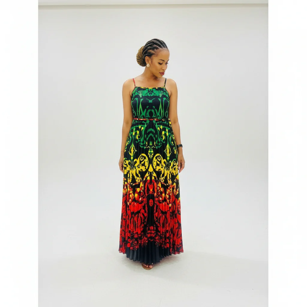 Rasta Sleeveless Maxi Summer Dress - Image 3