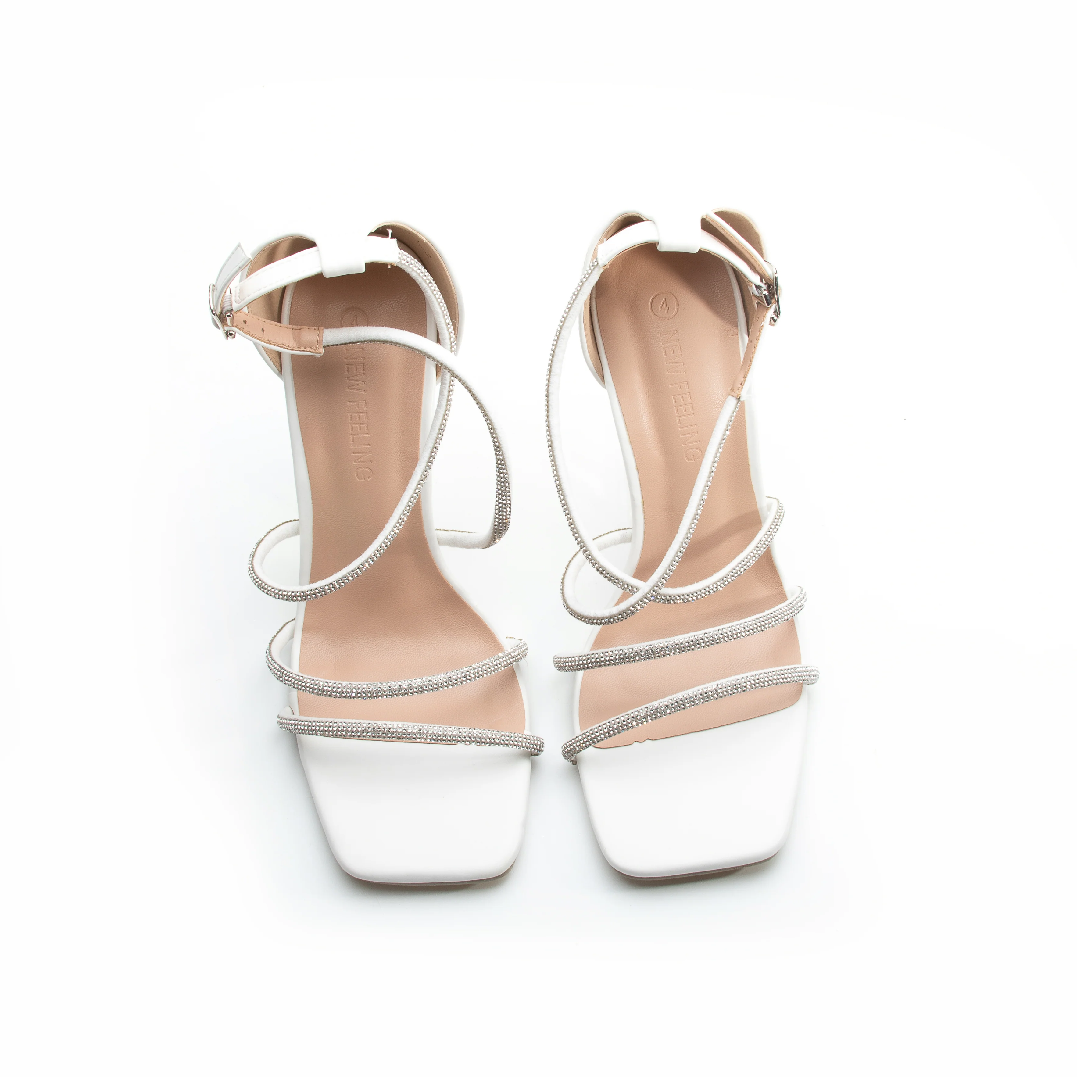 Rhinestone Open Toe Short Heel - Image 13