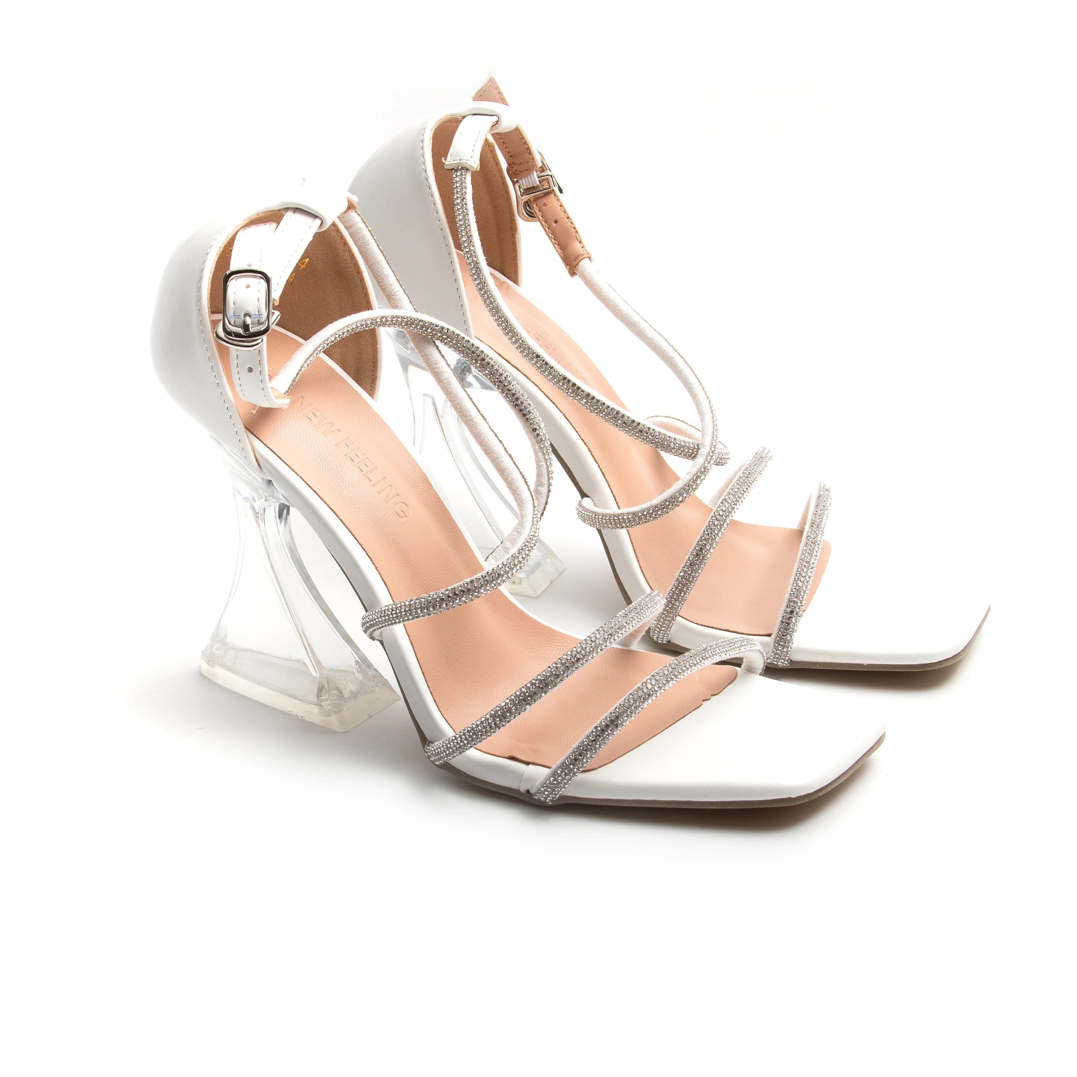 Rhinestone Open Toe Short Heel - Image 3