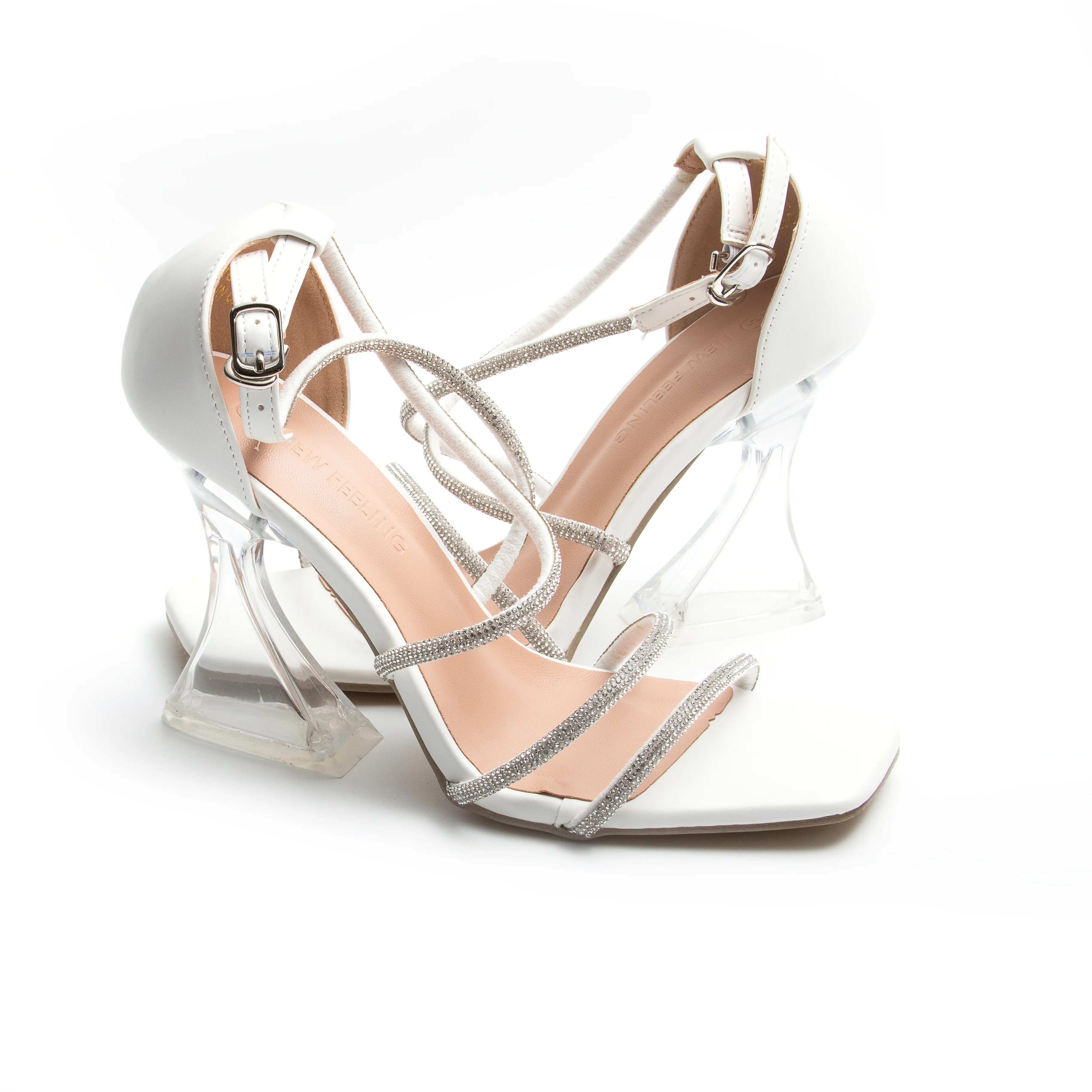 Rhinestone Open Toe Short Heel - Image 6