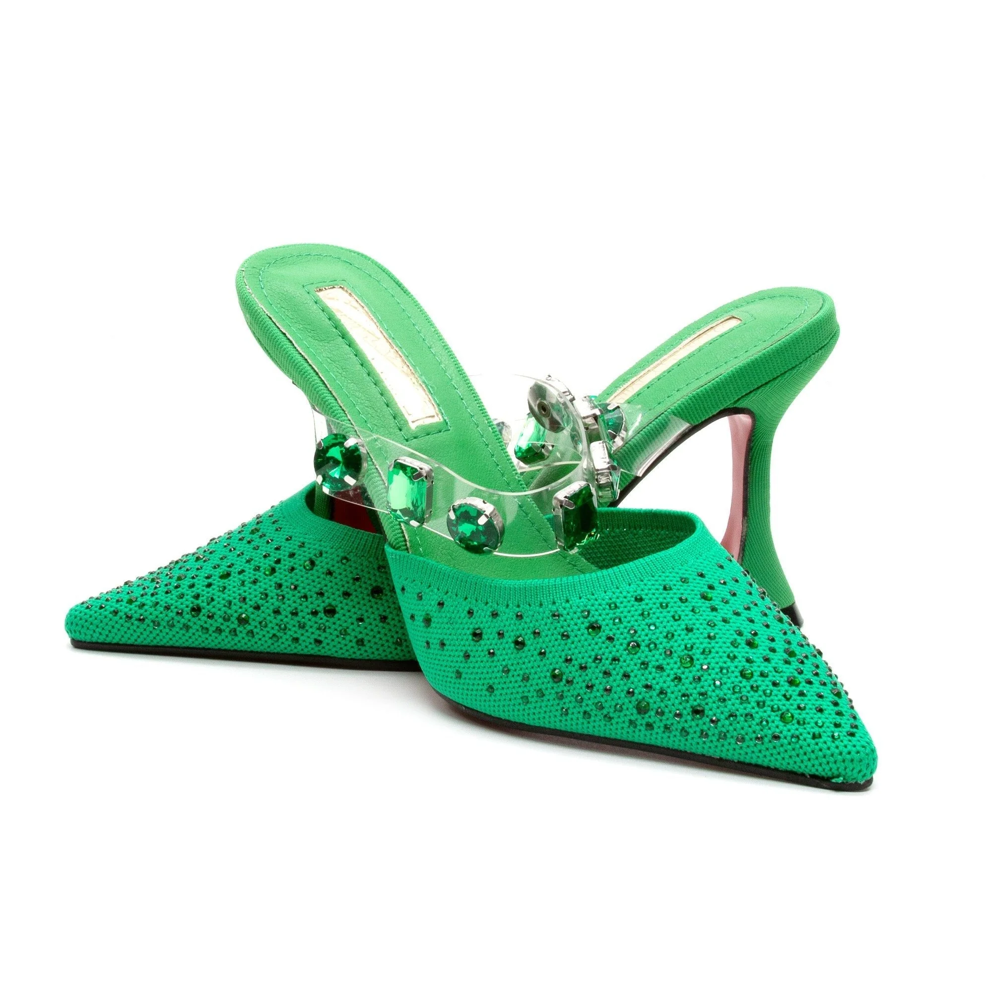 Rhinestone Short Heel Sandals - Image 4
