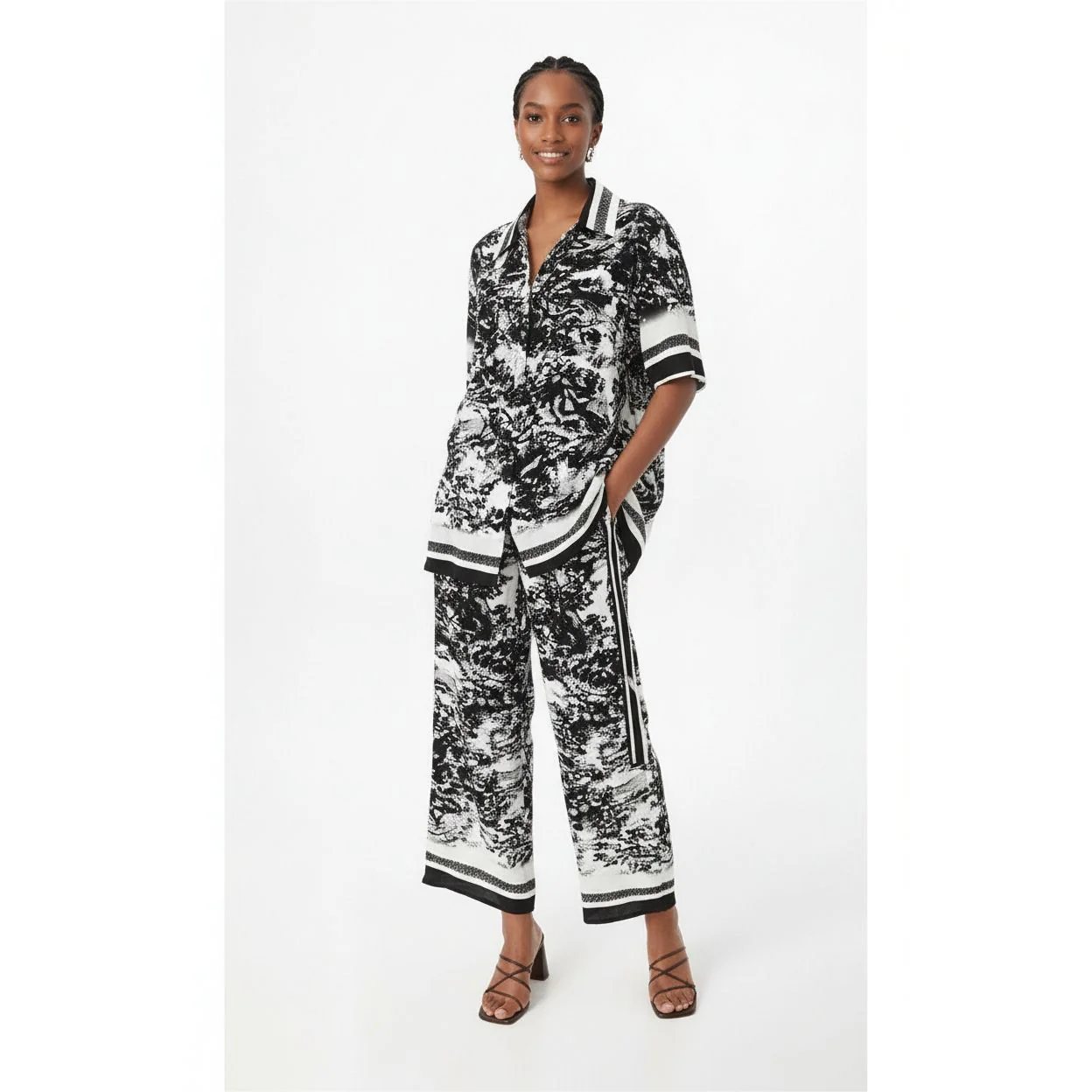 Printed T-Shirts Bodycon Wide Leg Pants Outfits Set