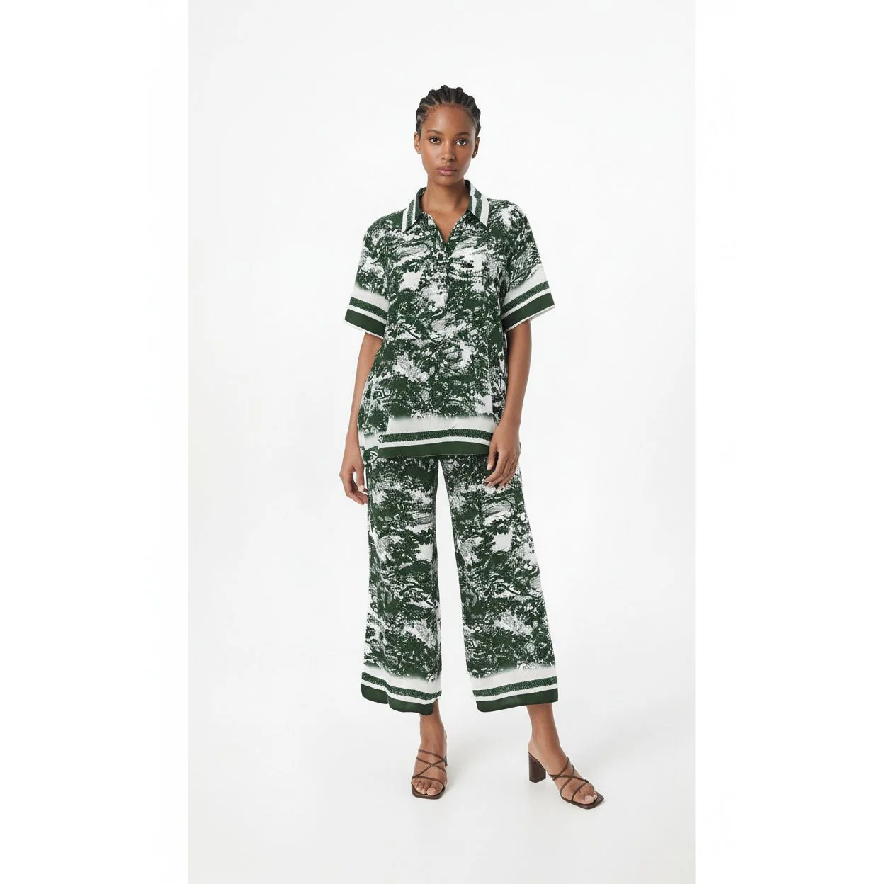 Printed T-Shirts Bodycon Wide Leg Pants Outfits Set - Image 3