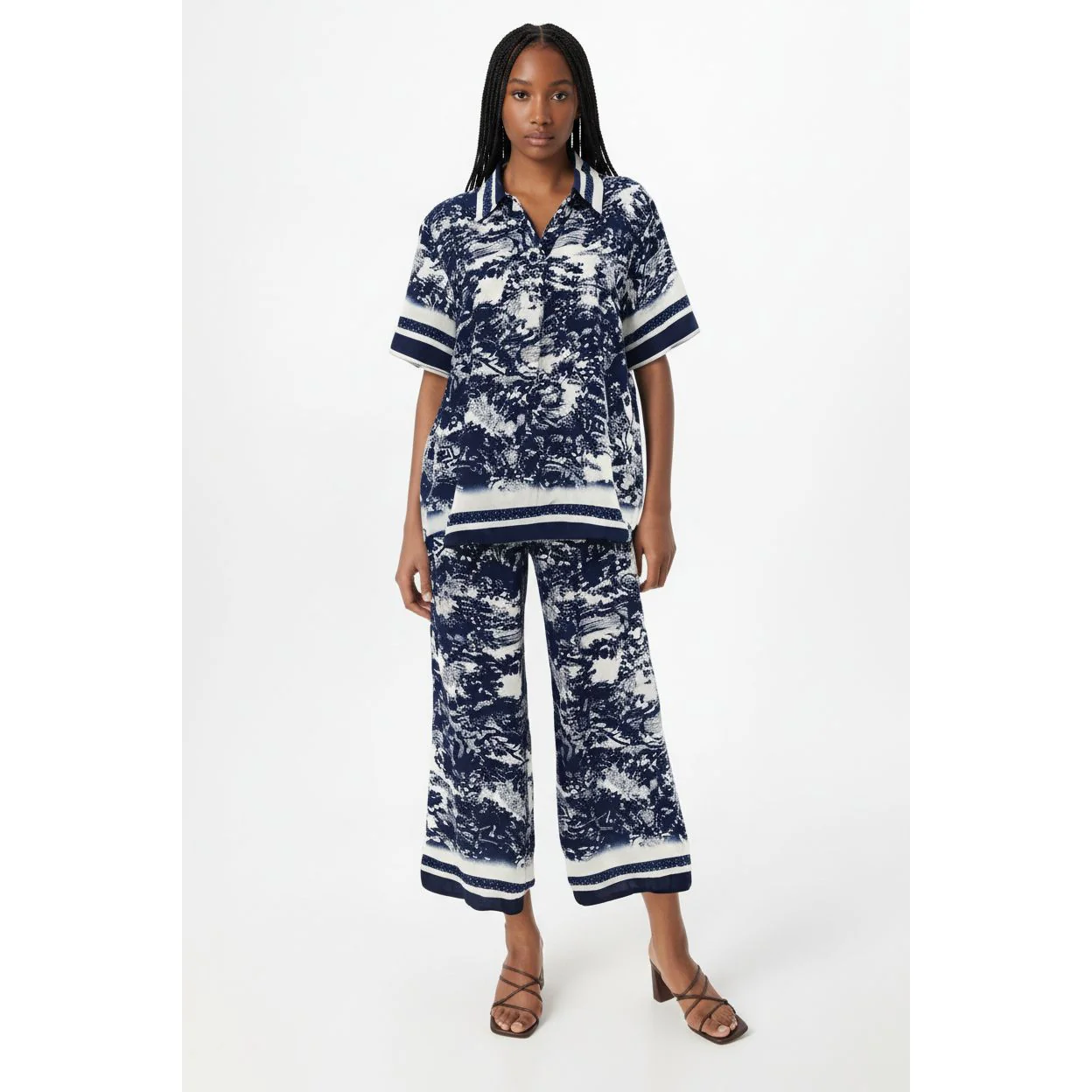 Printed T-Shirts Bodycon Wide Leg Pants Outfits Set - Image 4