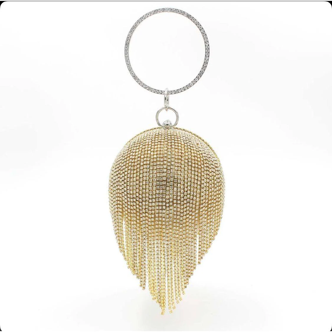 Rhinestone Tassel Round Handbag