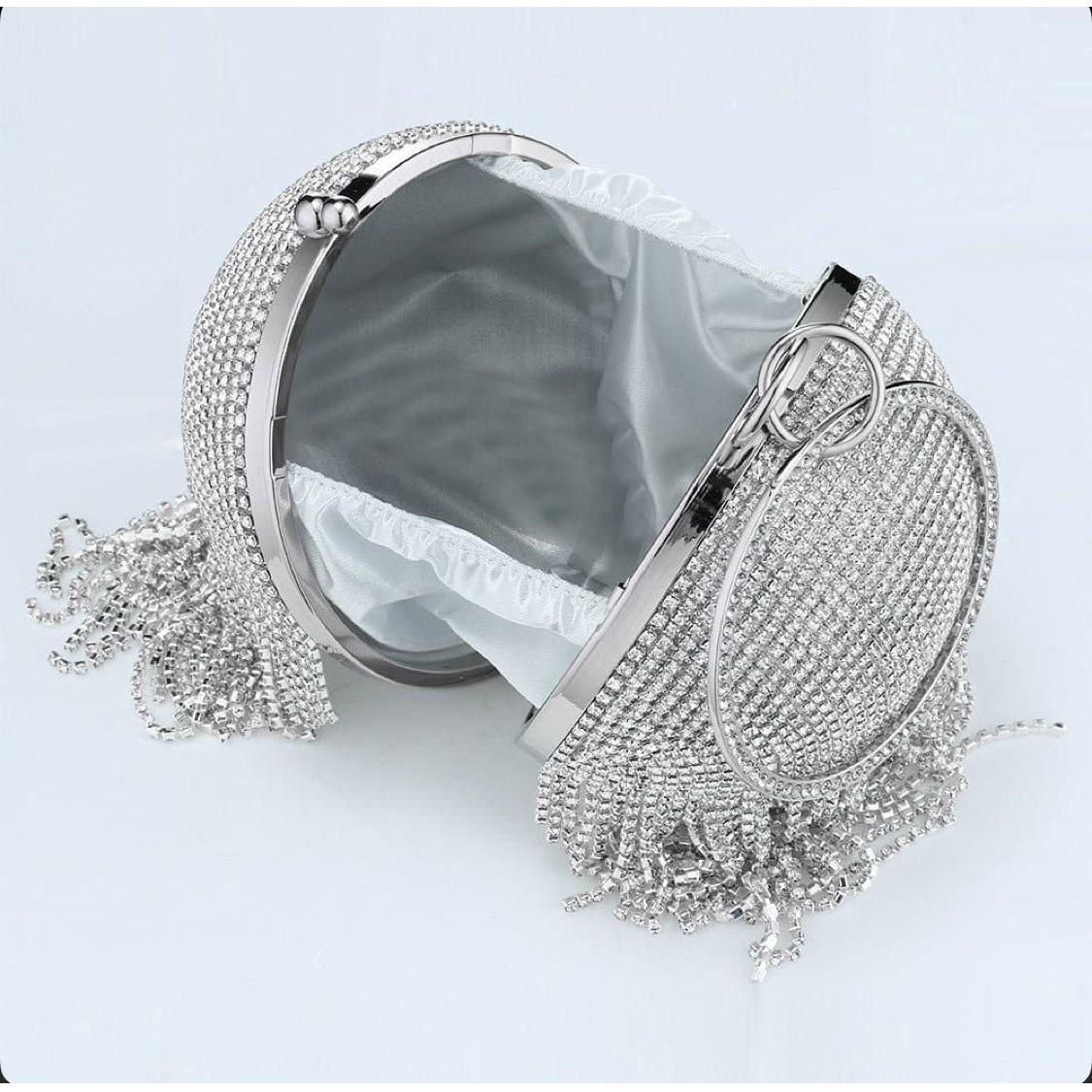 Rhinestone Tassel Round Handbag - Image 3