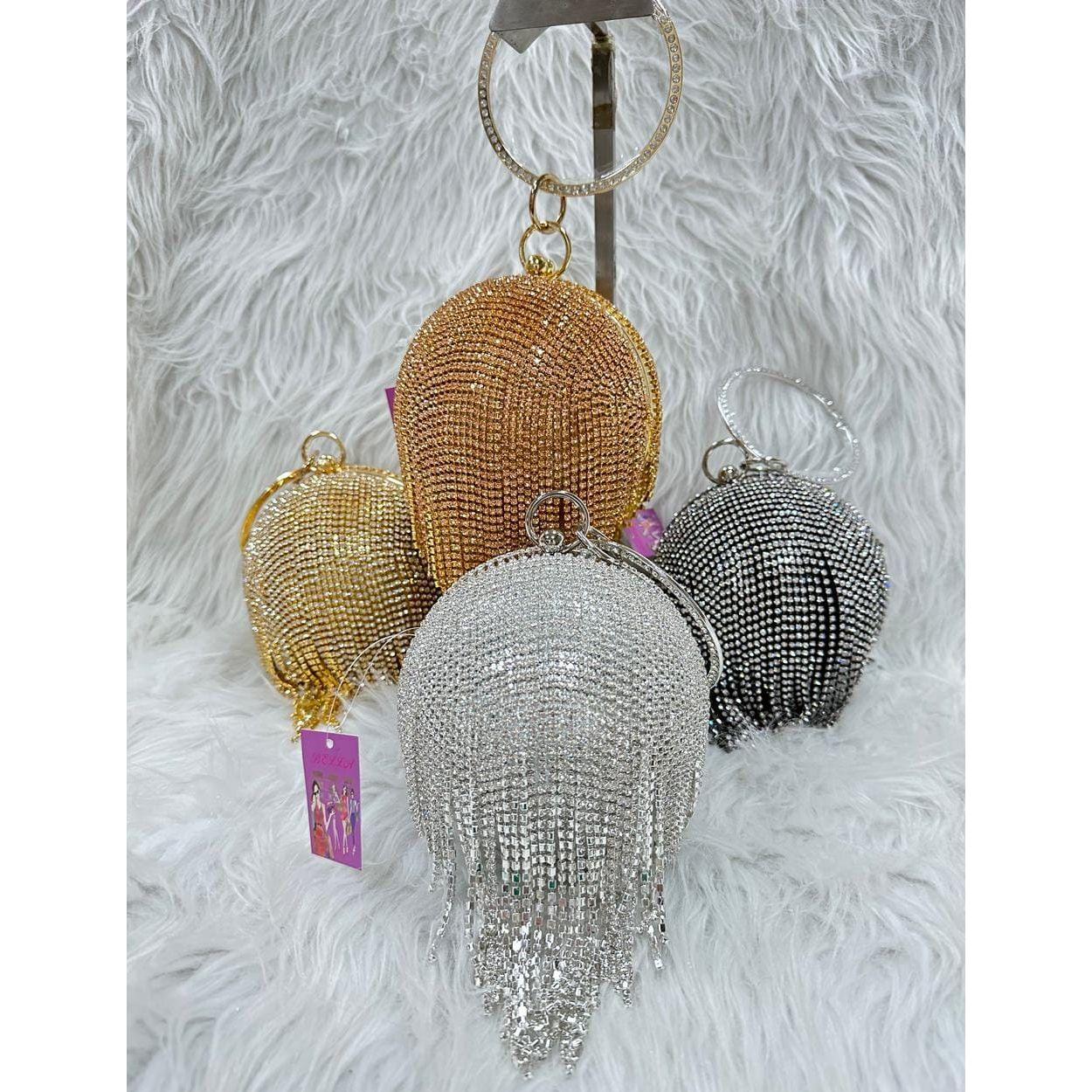 Rhinestone Tassel Round Handbag - Image 4