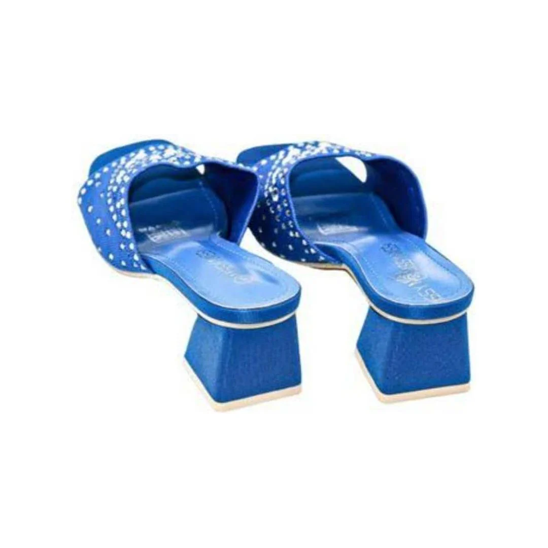 Rhinestone Thick Heel Sandals - Image 5