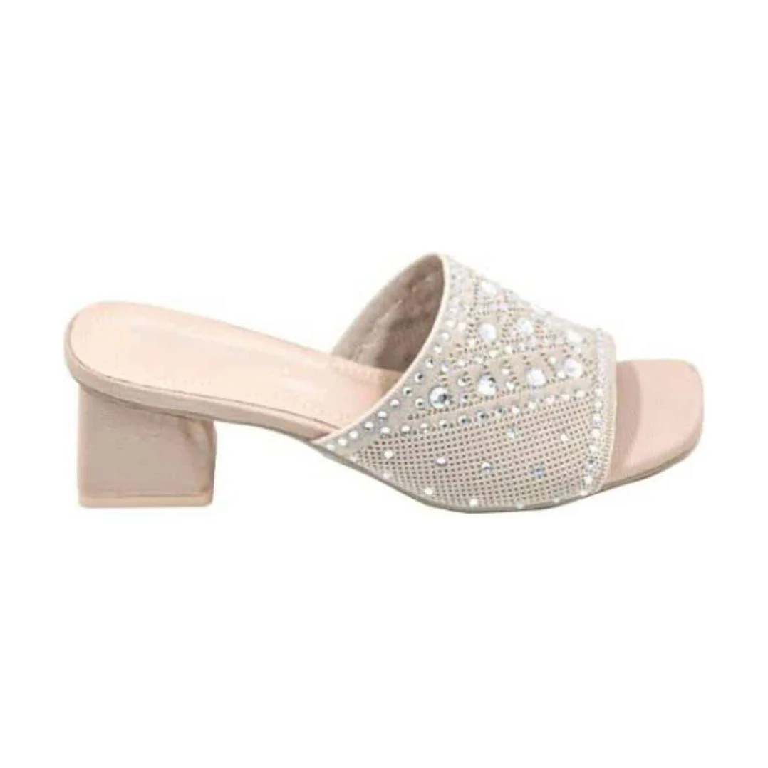 Rhinestone Thick Heel Sandals - Image 7