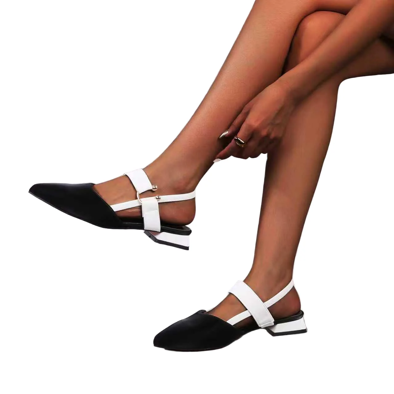Pointed Toe Slingback Flat Mules Pumps - Image 3