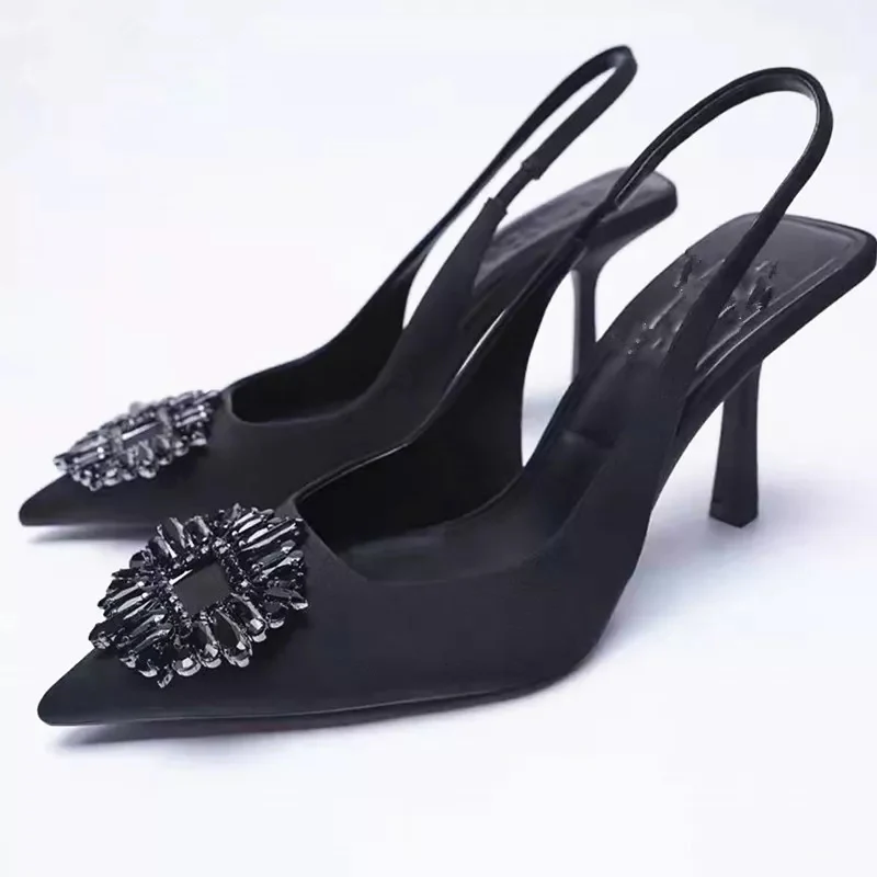 Rhinestones Decorated Pointed Heels Pumps - Image 4