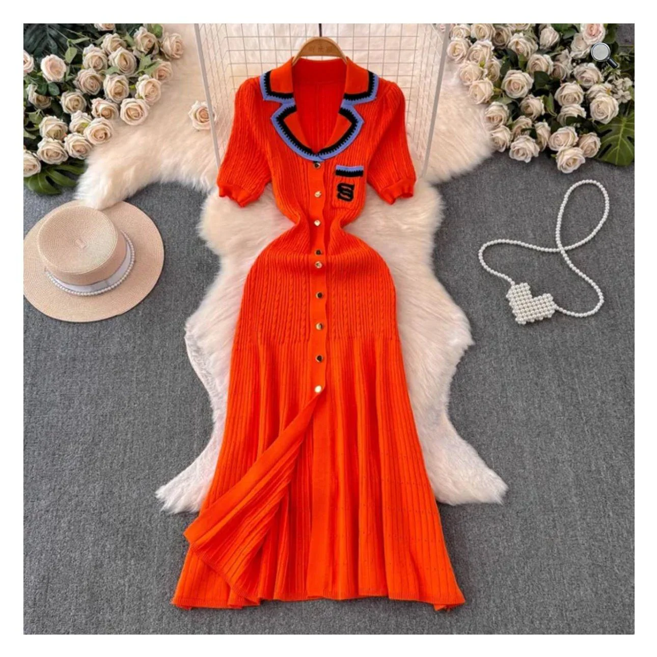 Ribbed Polo Midi Short Sleeve Dress. - Image 4