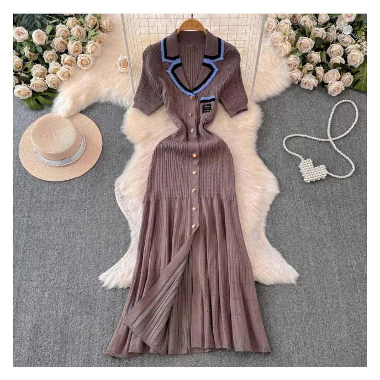 Ribbed Polo Midi Short Sleeve Dress. - Image 5