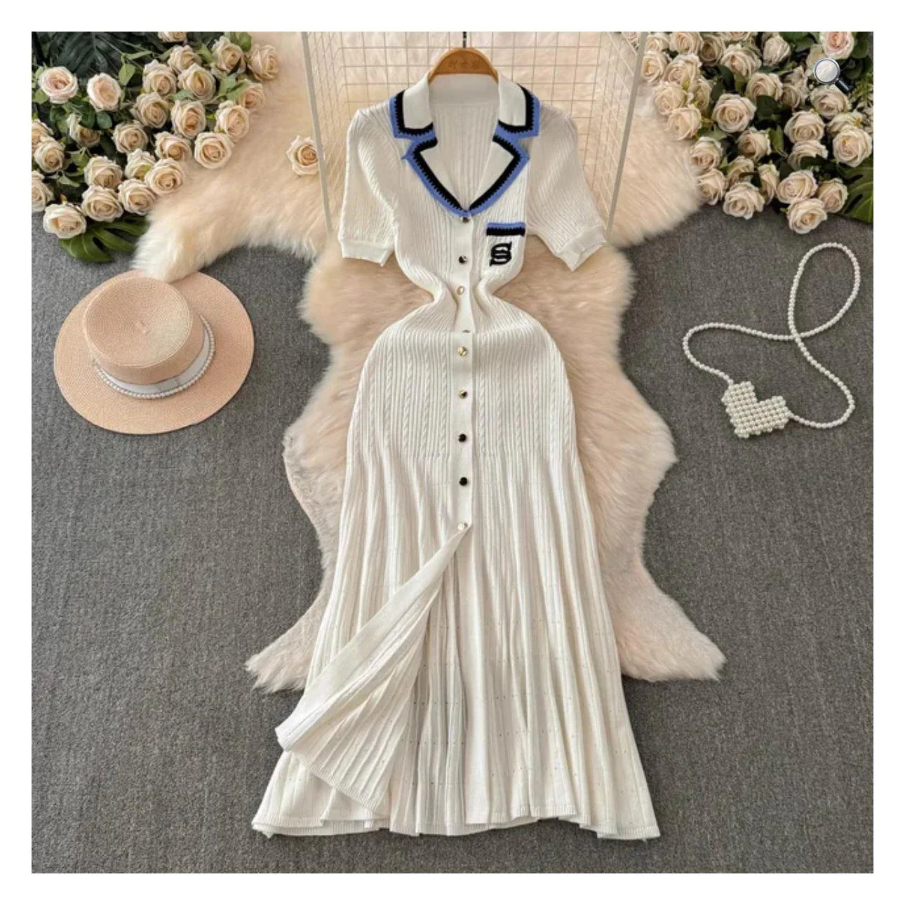 Ribbed Polo Midi Short Sleeve Dress. - Image 6